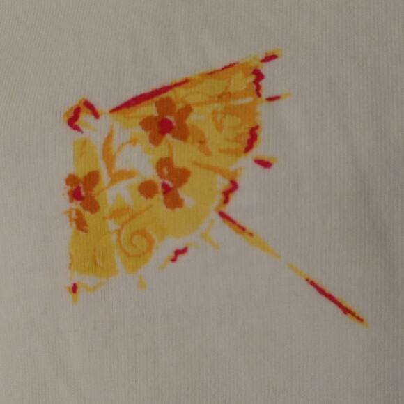 White Cropped Parasol Print Tank size Large - Picture 8 of 8